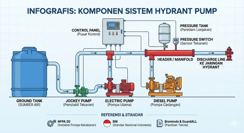 komponen sistem hydrant pump