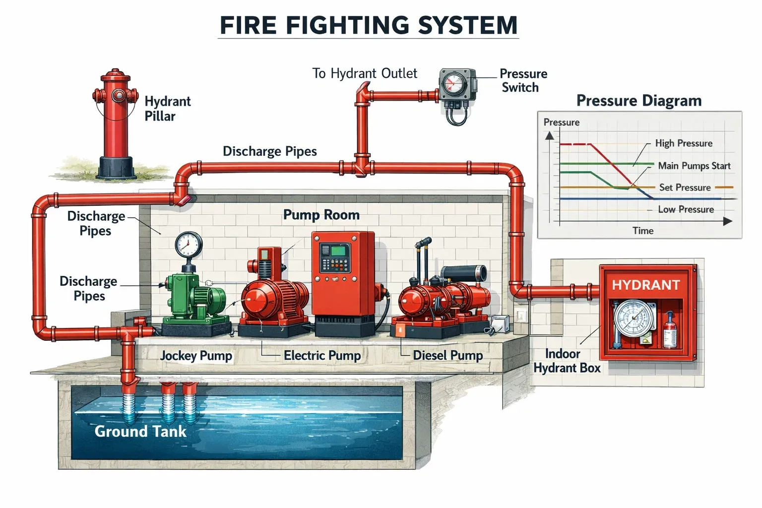 fungsi pompa hydrant pada fire fighting system