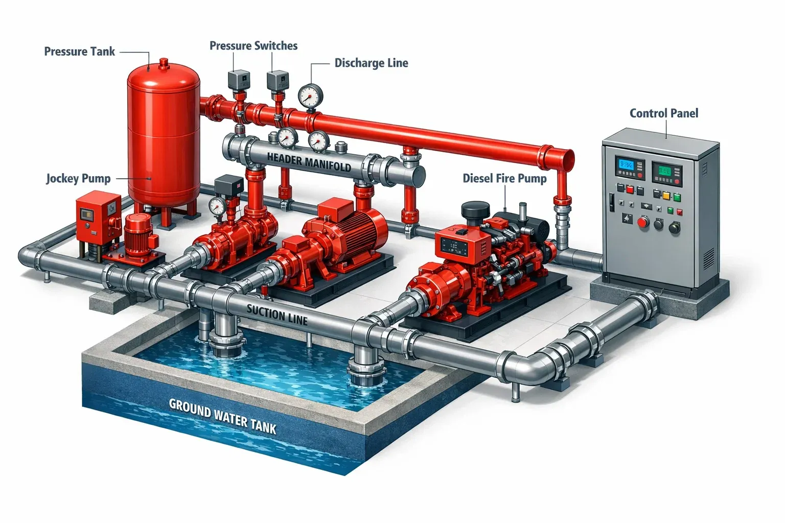 komponen sistem hydrant pump