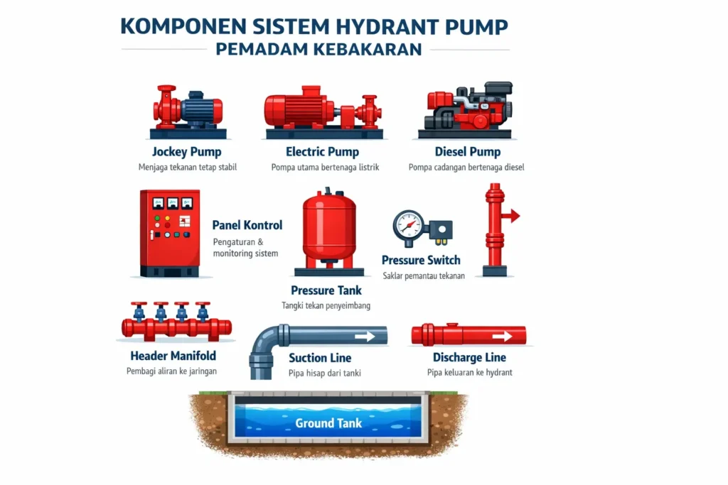 komponen sistem hydrant pump