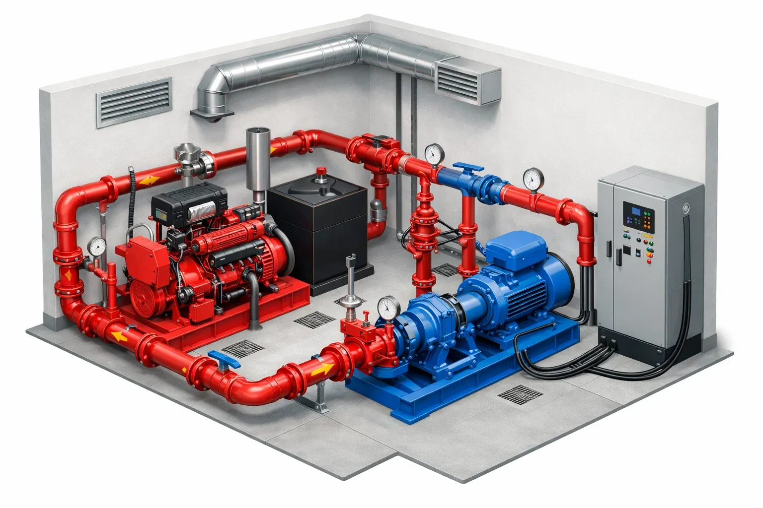perbedaan diesel fire pump dan electric fire pump