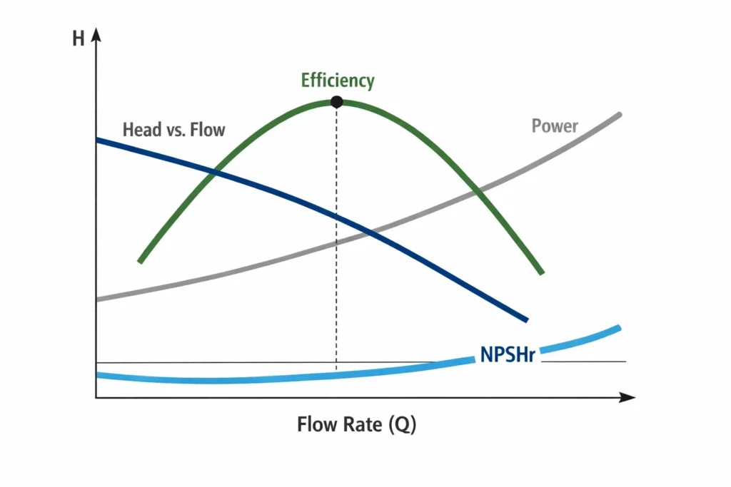 cara membaca kurva performa pompa sentrifugal