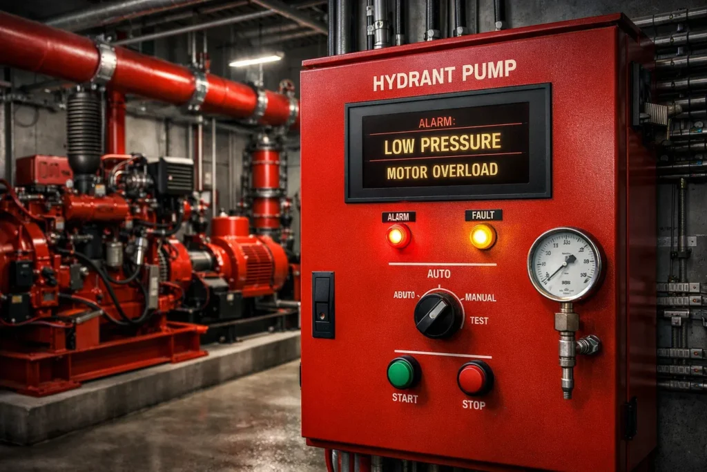 Panel hydrant alarm menyala