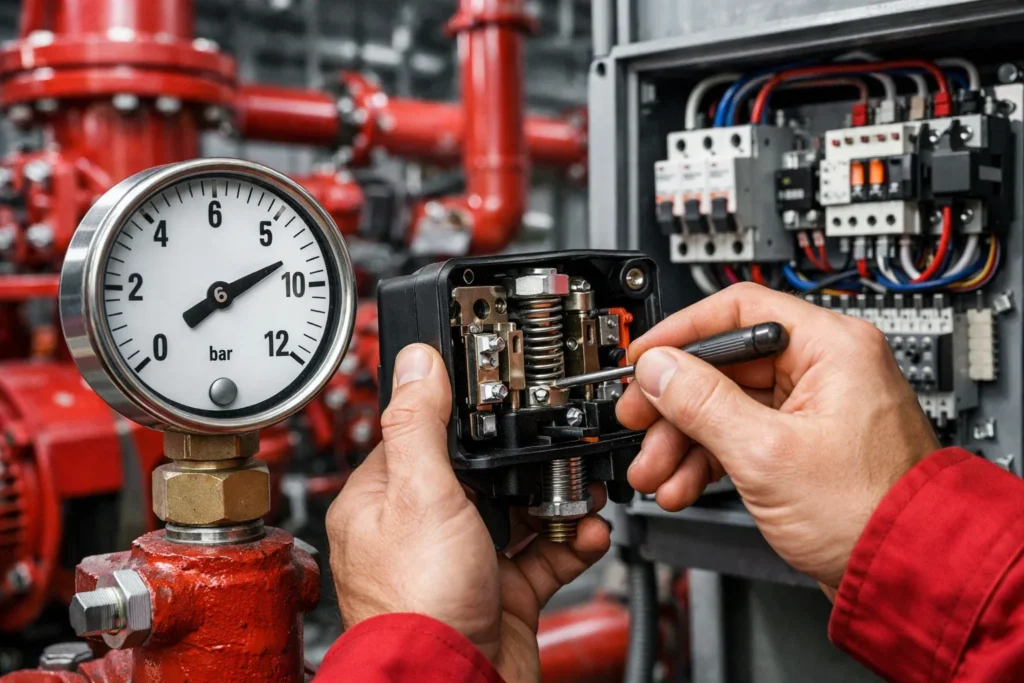 Cara setting pressure switch hydran