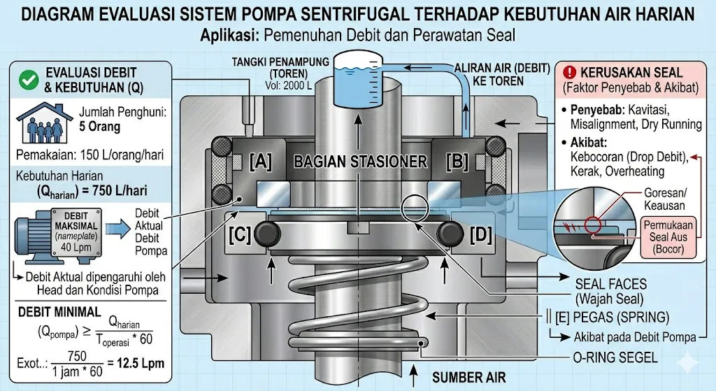 Debit Pompa Sentrifugal Memenuhi Kebutuhan Air Harian