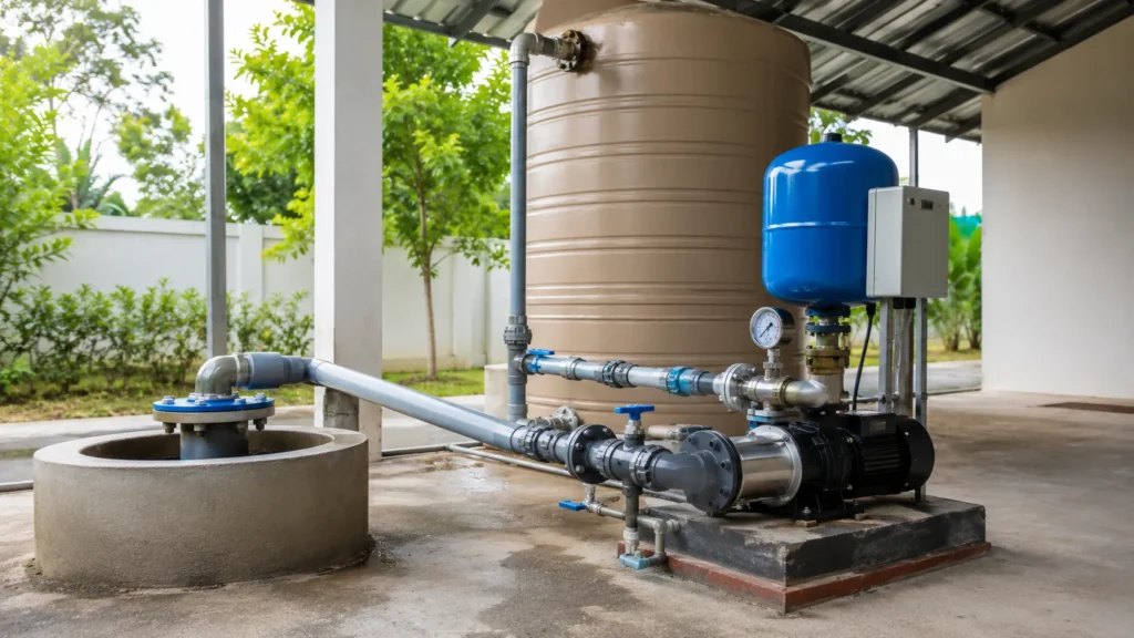 Booster pump for well pada sistem sumur dan distribusi air