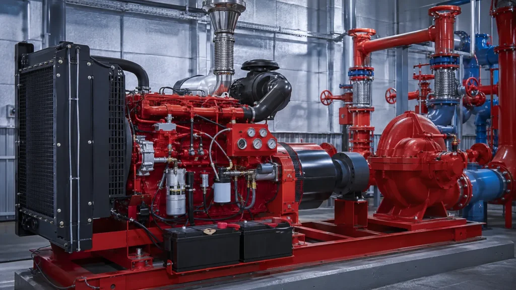 Mesin diesel fire pump beserta komponen utama