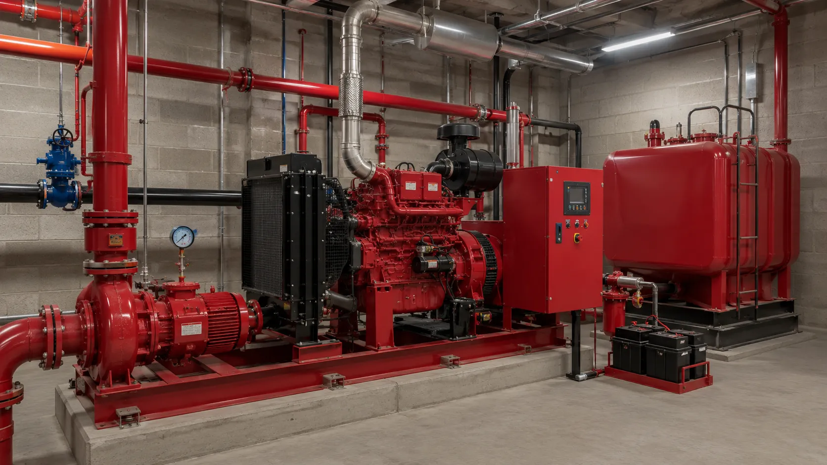 Diesel fire pump lengkap dengan mesin dan sistem bahan bakar