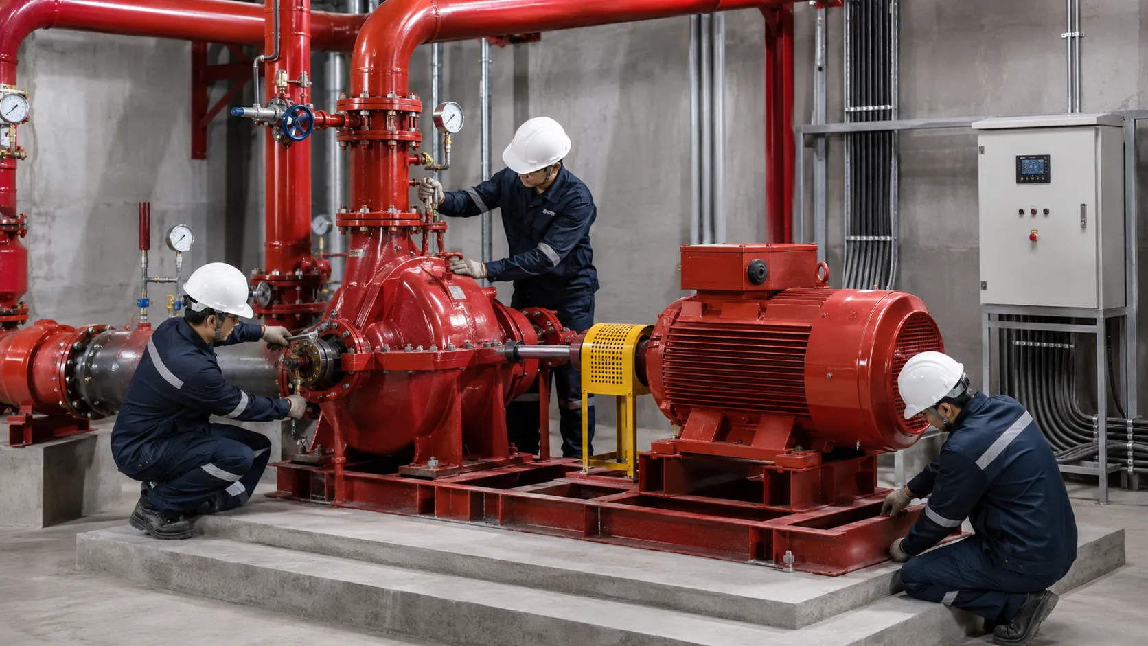 Proses instalasi electric fire pump pada sistem hydrant