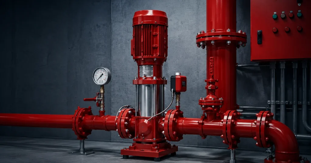 Jockey pump hydrant dengan pressure gauge dan panel kontrol