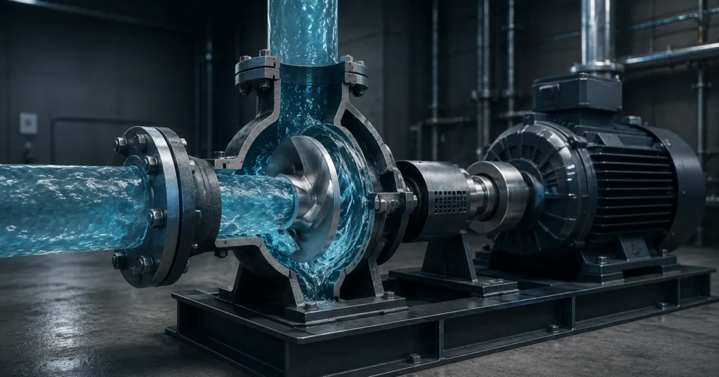 Visual cara kerja impeller di dalam pompa sentrifugal