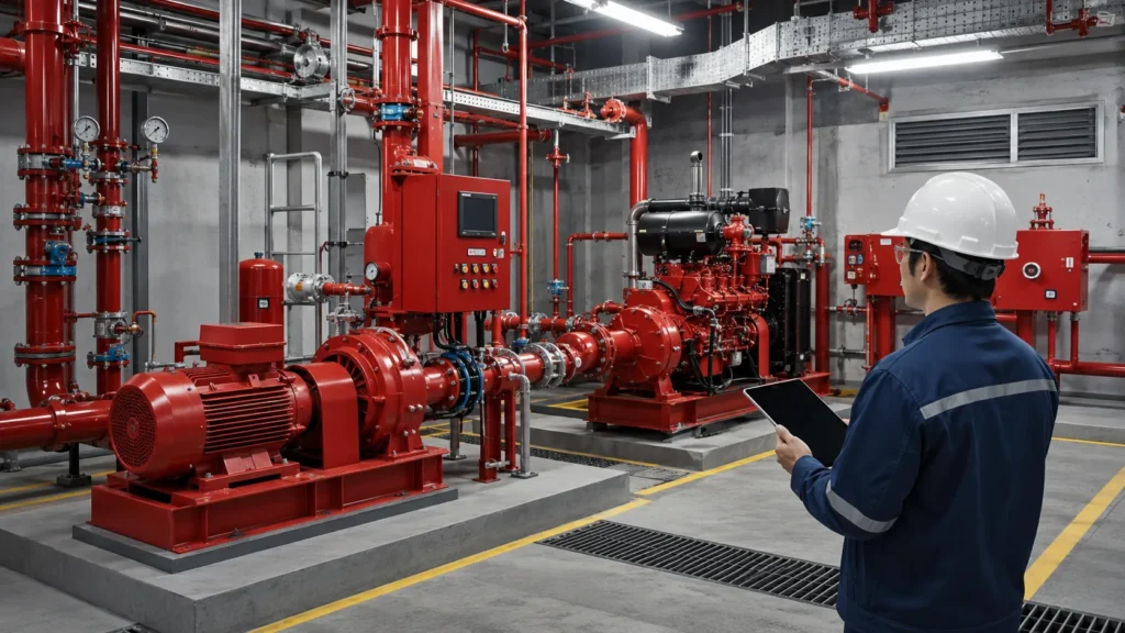 Pemeriksaan instalasi pompa hydrant sesuai standar teknis