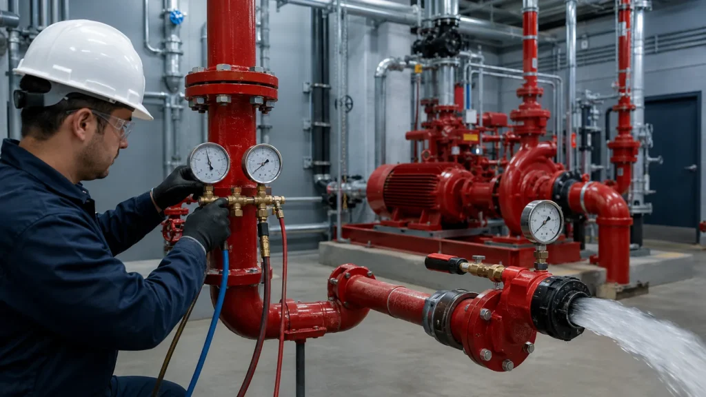 Pengukuran tekanan hydrant menggunakan pressure gauge