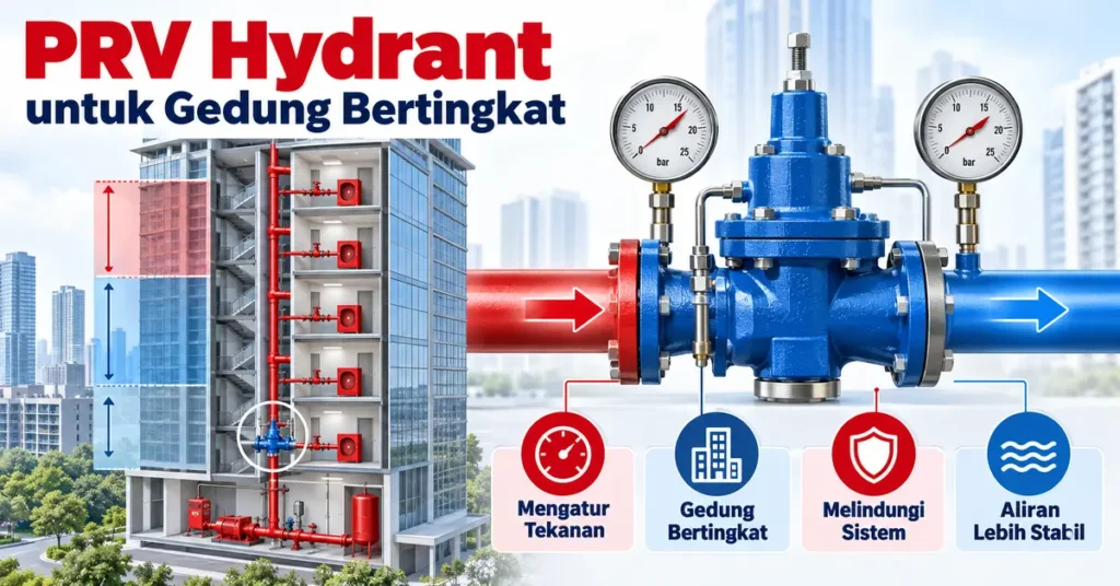 Infografis PRV hydrant untuk pengaturan tekanan pada gedung bertingkat