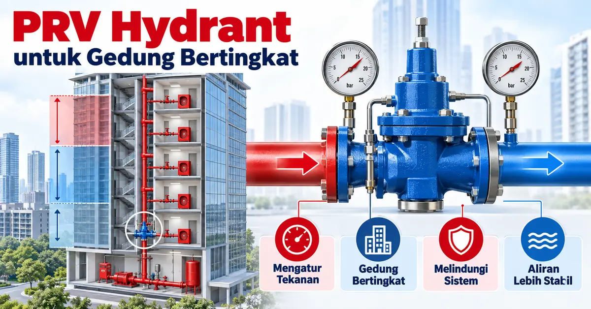 Infografis PRV hydrant untuk pengaturan tekanan pada gedung bertingkat