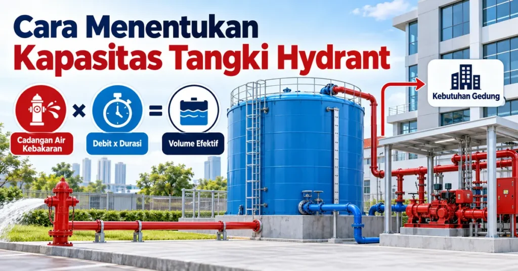 Infografis cara menentukan kapasitas tangki hydrant untuk kebutuhan gedung