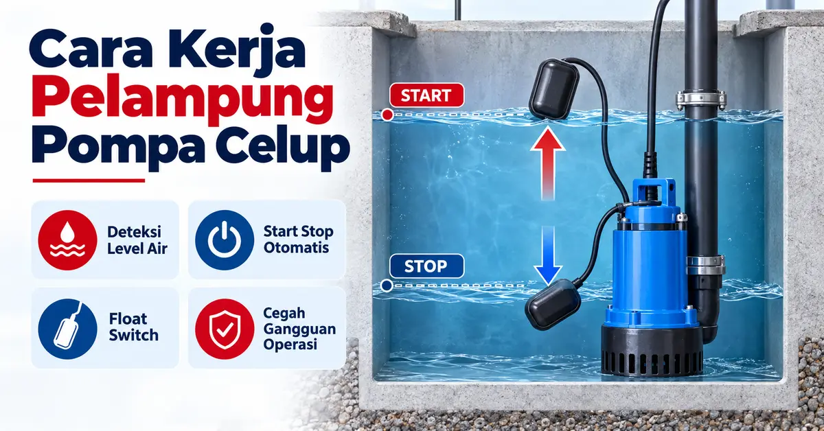 Infografis cara kerja pelampung pompa celup dan kontrol level air