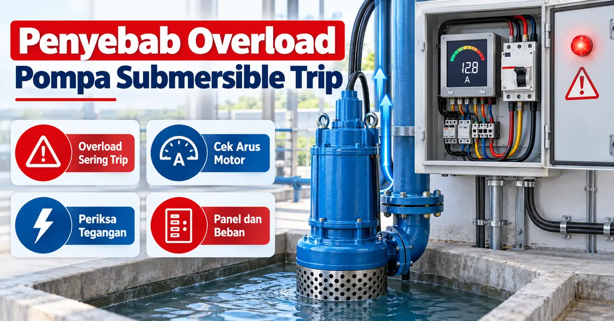 Infografis penyebab overload pompa submersible sering trip