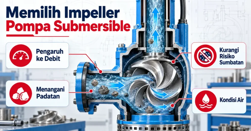 Infografis impeller pompa submersible sesuai kondisi air
