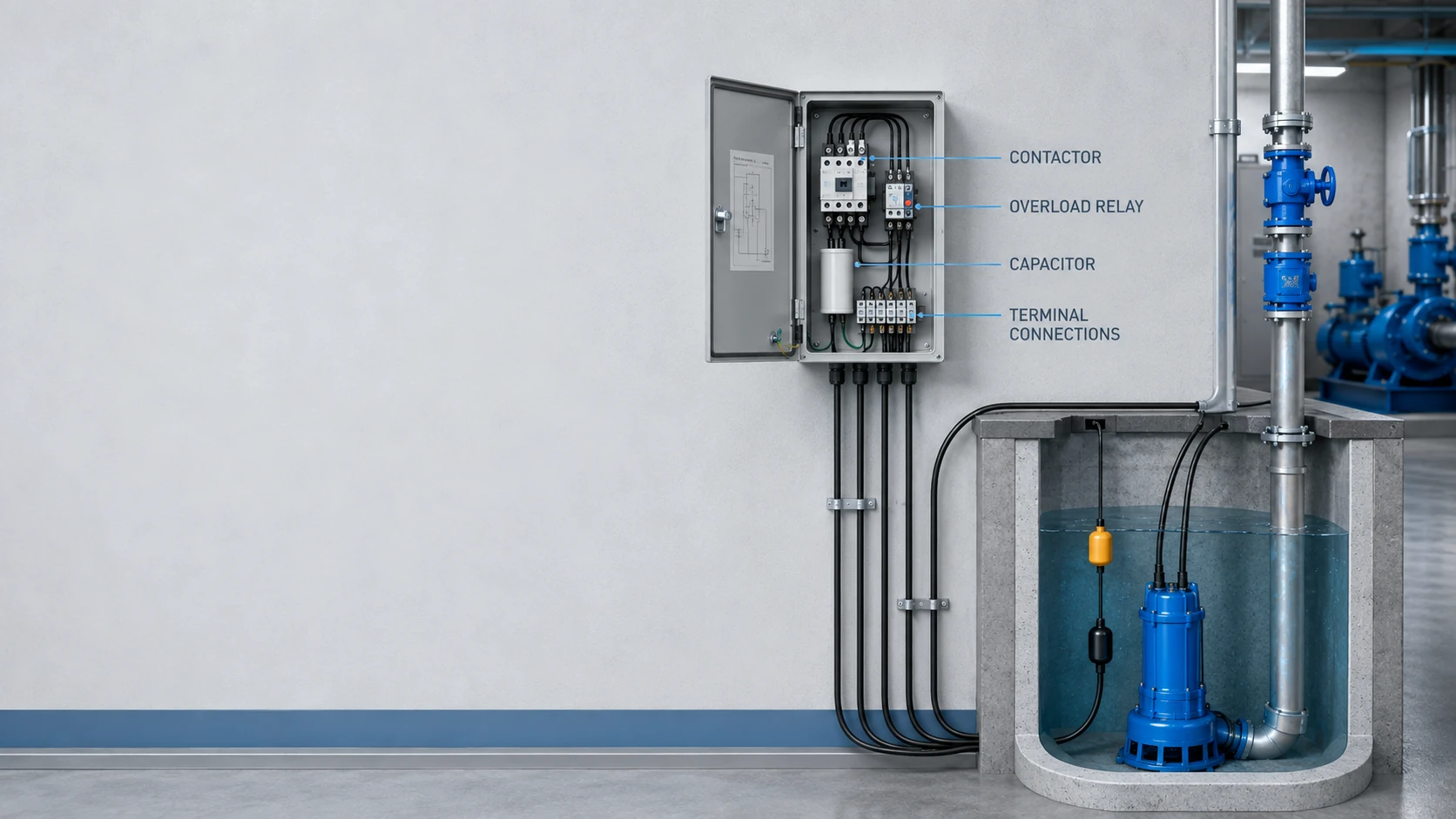 Control box pompa submersible untuk sistem pompa