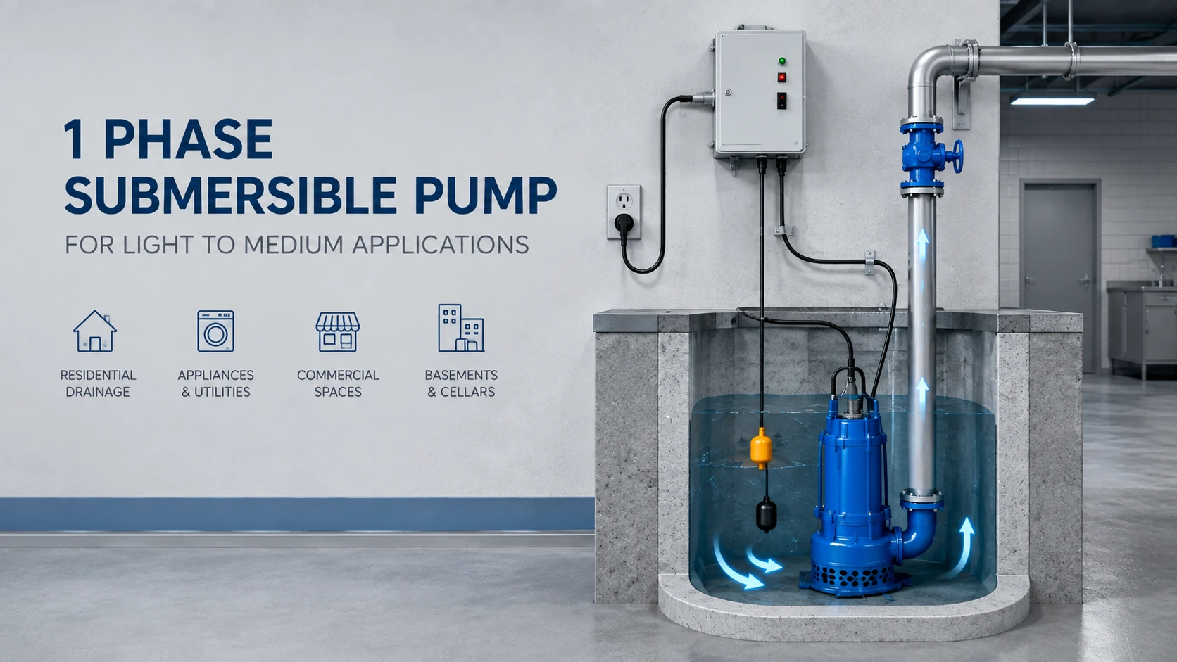 Pompa submersible 1 phase untuk aplikasi gedung