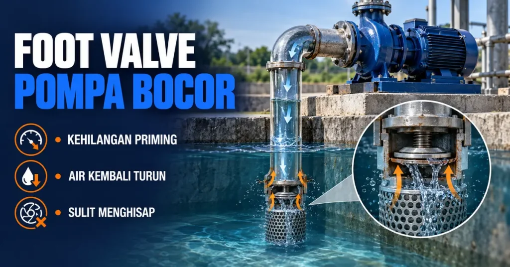 Foot valve pompa bocor menyebabkan kehilangan priming