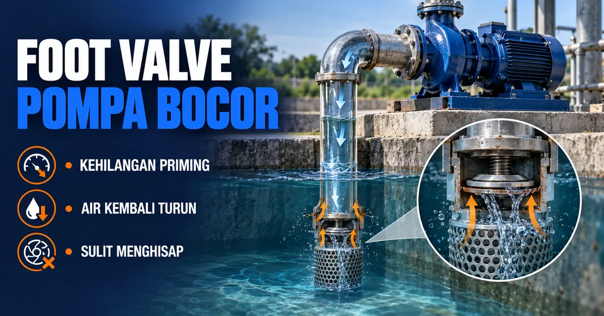 Foot valve pompa bocor menyebabkan kehilangan priming