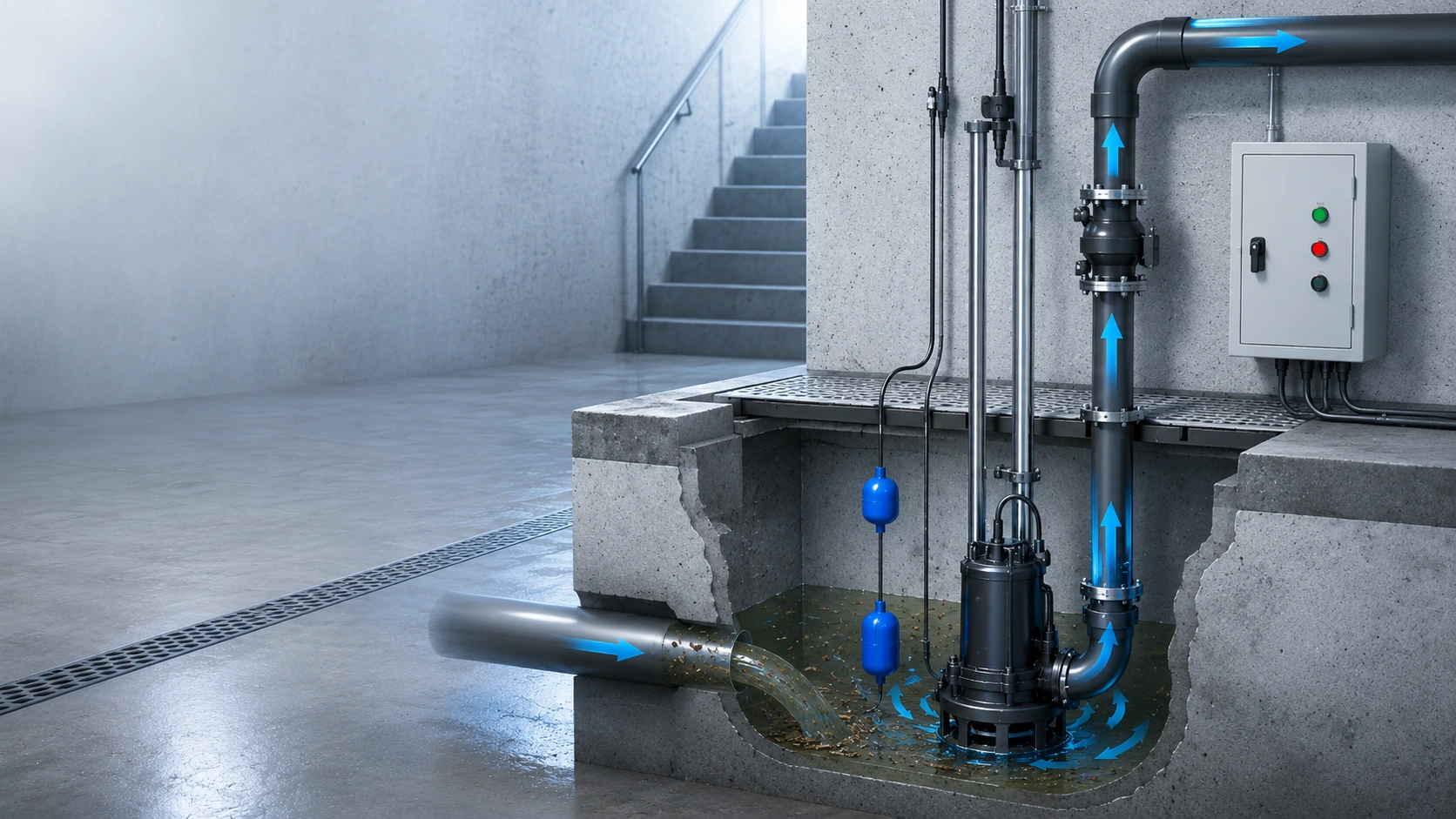 Pompa sewage untuk air limbah gedung dan industri